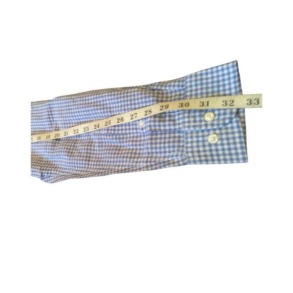 Men's Blue Slim Fit Long Sleeve Gingham Linen Shirt Size Large - NWT - Picture 8 of 9